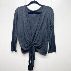 J. Crew Twist Front Charcoal Women's Top Size Small Long Sleeve